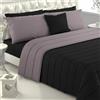 Viterbo Biancheria - Piumone Letto Singolo, Trapunta Singola Invernale Made in Italy, Imbottitura di 300 Gr/Mq, Coperta Copriletto (Singolo (4109), Grigio/Nero)
