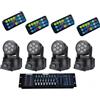 Linxi Kit 4 Proiettori Led Rgb testa mobile rotante con 7 Led WASH DMX + Mixer dmx 192