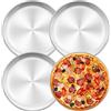 Herogo Set di 4 teglie per pizza, 26 cm, rotonde, in acciaio inox, per forno, cuocere, servire, arrostire, non tossiche e sane, durevoli e lavabili in lavastoviglie (metallo argento)