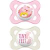 MAM Original - 2 Succhietti con tettarella in Silicone per bambini 2-6m in fantasie femminili assortite