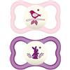MAM Air Night - 2 Succhietti in silicone 16 m+ colore rosa