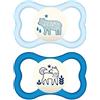 MAM Air Night - 2 Succhietti in silicone 16 m+ colore azzurro