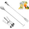 Generico Pacco da 3 Pezzi, Misurino Cocktail + Cucchiaio + Forchetta, Dosatore Miscelatore Acciaio Inox Qualità' Professionale 30/60 ml, Aperitivo Bar Discoteca Party Feste Shacker