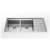 Alpes LFPS 5117/2V1S oppure LFPS 5117/1S2V Lavello da incasso filo piano 51x117 cm con due vasche uguali raggio 12 posizionate a sinistra o destra e uno scivolo. Predisposto con foro per la rubinetteria