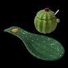 Excelsa Zuccheriera/formaggera con posamestolo cactus Ceramica verde