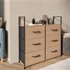 DEGHI Cassettiera 80x80h cm effetto rovere selvatico con 6 cassetti in tessuto e struttura in acciaio nero - Nuevo