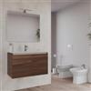 DEGHI Bagno completo con mobile sospeso 80 cm rovere deciso 2 ante con specchio sanitari e miscelatori - Davis