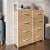 DEGHI Cassettiera 80x100h cm effetto rovere pino con 8 cassetti in tessuto beige e struttura in acciaio bianco - Nuevo