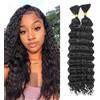YYQXZG Deep Wave Bulk Hair for braiding 20 Inch Ocean Wave Hair No Weft Synthetic Curly Braiding Hair Extensions for Boho Braids (2bundles,120g,1B)