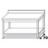 Tavolo In Acciaio Inox Professionale Linea EKO Con Ripiano Inferiore Profondità 70 cm e Alzatina - Tavolo Inox Eko Con Ripiano E Alzatina 200 x 70 x 85 h