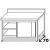 Tavolo Armadiato Acciaio Inox Professionale Linea EKO Con Porte Scorrevoli e Alzatina Profondità 70 cm - Tavolo Inox Armadiato EKO Porte Scorrevoli e Alzatina 200 x 70 x 85h