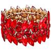 EVER FAITH Braccialetto Donna, Elasticità Bracciale Rosso Marquise Cristallo Art Deco Mano Catena da Sposa Gioielli Oro-Fondo