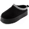 Toocool Sabot Scamosciati Donna Pelliccia Interna Flatform Zeppa Caldi H-3 [40,Nero]