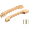QUARKZMAN 6pz Maniglie per Cassetti Legno, a Forma di U, con Distanza Fori di 128mm/5.04 Spaziatura Dei Fori Maniglie Legno di Faggio per Mobili Cucina Cassettiere