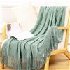 LumiSyne Coperta a Maglia Sfrangiata Tinta Unita Plaid Calda Coperte In Maglia Copriletto a Maglia Coperta Da Tiro Adatto Per Letto o Divano 130x170cm