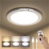 Kambo LED Plafoniera Sensore di Movimento 3000K 4500K 6000K, Lampade Senza Fili con Batterie USB, Luce Rotonda Soffitto Interno con Telecomando per Cucina Garage Esterno Corridoio Parete