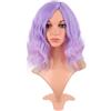 MapofBeauty 14 Pollice/35 cm Bob Wavy Corto Ricci Corpo Onda Cosplay Anime Sintetico Capelli Party Parrucche (Leggero Viola verso Rosa)