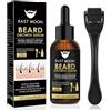 TaimeiMao Kit Per La Crescita Della Barba,Kit Crescita Barba Uomo,Olio Per La Crescita Della Barba con Beard Roller,Stimola la Crescita di Barba,Regalo per Uomini e Papà (60 ml)