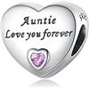 Amuefer Amore di zia per sempre Charm Compatibili Bracciale Collana, Argento Sterling Ciondolo Compleanno Natale Gioielli Regali per le Donne Moglie Amici