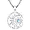 Eusense Collana Luna e Sole in Argento 925 con Pietra di Luna Ciondolo Astrologico e Amuleto Portafortuna, Bijou Regalo per Donne