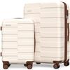 Vipbox Valigie Rigide Set 2 Pezzi 55+75cm (3 ANNI DI SERVIZIO VIP) Espandibile 100% Policarbonato Leggera Set Trolley da Viaggio Ultrar Durevole Valigia con Chiusura TSA e 4 Ruote, Bianco Elegante