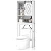 GYMAX Mobile da Toilette, Mobile da Bagno Alto Multifunzionale, per WC, Lavatrice, Asciugatrice (68x22x171 cm, Bianco)