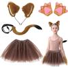 UILYNIU 4 Pezzi Costume Volpe per Bambini, Volpe Orecchie Lungo Coda Volpe Artiglio Guanti Ragazze Tutu Gonna, Animale Costume Volpe Orecchie Per Carnevale Halloween Animale Festa Cosplay (Volpe)