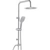Ulytid Colonna Doccia Senza Miscelatore in Acciaio Inox, Set Doccia con Soffione Tondo da 25 cm e Doccetta con 3 Tipologie di Getto, Supporto a Parete Regolabile 35-54cm, Con deviatore, Tubo, Cromo