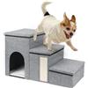 Petizer Scala Pieghevole per Cani di Piccola Taglia e Gatti - Con Scatola Portaoggetti e Condominio, Gradini Regolabili in Altezza per Divano/Letto, Rampa Antiscivolo