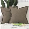 Madizz 2 Pezzi Poliestere Lino Copricuscini con bordo largo Morbido Decorativo Fodere per Cuscino Lusso Stile per Divano Camera da Letto 40x40 cm Marrone