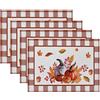 Uposao Set di 4 tovagliette all'Americana in Lino di Cotone Stampato del Ringraziamento, tovagliette rettangolari Lavabili con Motivo a Zucca Tovaglietta Autunnale Resistente al Calore 30x45 cm
