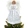 BigKing Puntale per Albero di Natale con Angelo, Statuetta con Angelo di Natale, Decorazione Natalizia per Interni con Ali di Piume, 12,6 Pollici (Argento)