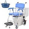 Generico Sedia Comoda WC per Anziani, Comoda WC per Anziani con Rotelle, Sedia da Doccia per Anziani con Morbido Cuscino, Carrozzina Doccia per Disabili con WC, Portata 150kg (Soft chair, 90x63x55cm)