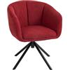 HOMCOM Poltroncina da Camera a 360° Girevole con Seduta Imbottita, Poltrona Moderna in Tessuto per Salotto e Ufficio, 58.5x59x78.5 cm, Rosso Vino