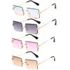 Long Keeper Occhiali da sole rettangolari senza montatura Occhiali da sole quadrati senza montatura UV400 moda antiriflesso per donna (Rosa sfumato blu+Grigio sfumato+Viola sfumato+Marrone sfumato)