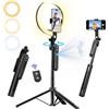 yAyusi Treppiede Rotazione a 360° per Rilevamento Automatico del Volto con Luce ad Anello,180CM Selfie Stick Treppiede con Telecomando,Treppiedes Telefono con Sensore per Streaming Live/Vlog