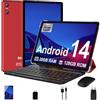 SKYEGG Tablet 10 Pollici Android 14, 20 GB RAM + 128 GB ROM(Espandibile Fino a 1 TB), Octa-Core, 5G Wi-Fi 6, 8MP + 5MP, 6000mAh, Widevine L1, USB-C Tablet con Tastiera + Mouse + Custodia, Rosso