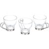 CASA E BENESSERE Set da 3 Tazzine in Vetro Trasparente con Manico in Metallo per caffè Espresso Colazione 9cl Bicchierini per Bevande, Tazze da Cappuccino, Lavabili in lavastoviglie (Vivaltò x3 9CL)