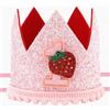 PEUTIER Berry - Cappello per primo compleanno, con paillettes rosa e fragola, per il primo compleanno, per bambina, con coroncina e fragola, copricapo per compleanno, per baby shower, decorazione per