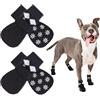 PUMYPOREITY 2 Paia Calzini Antiscivolo per Cani, Calzini Cane Ferite Copri Zampe Cani Calze Protettive Cani Calzini Parquet Calze Estive/Invernali Esterno Calzini Cani Grande con Cinghia Regolabile(Nero, XL)