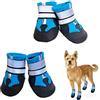 NeuWee Scarpe per Cani, 4 Pezzi scarpe per cani impermeabili con cinturini riflettenti, Suola antiscivolo Protezioni per zampe Stivali per Cani per cani di taglia piccola e media (M, Blu)