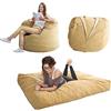 MAXYOYO - Poltrona a sacco, poltrona convertibile che si trasforma da poltrona in letto; grande divano con morbido rivestimento in microfibra, perfetta per il salotto o per giocare, beige cammello,