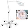 SanBouSi Lampada da terra con lente d'ingrandimento a rotelle per estetiste, illuminazione a LED con lente d'ingrandimento, lente d'ingrandimento illuminante a 5 diottrie per lettura, fai da te, cucito, lavori