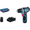 Bosch Professional Gsr 12V-15 Fc Flexiclick System 12V System Trapano-Avvitatore a Batteria, Include 2 Batterie da 2.0 Ah, Caricabatteria Rapido Gal 12V-40, Mandrino Autoserrante Gfa 12-B, in L-Boxx