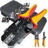 BAURIX® Set di Pinza Crimpatrice con 6 Ganasce Intercambiabili, Crimpatrice Capicorda, Crimpatrice Puntalini Elettrici, Pinza Faston e Altro, Set Pinze Crimpatura Professionali o per il Fai da te