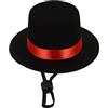 Jorzer Cappello a cilindro per animali domestici, Cappello per costume per animali domestici, Fascia regolabile per gatti e cani, Tessuto non tessuto, Nero con Strisce Rosse, S