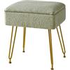 YMYNY Poggiapied, Sgabello Contenitore, Pouf Sgabello Ottoman, Sgabello Velluto Teddy, Pouf in Metallo Dorato, per Casa Soggiorno, Camerino, Camera da Letto 40×30×47CM Verde HBD031GR