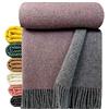 STTS International Coperta in lana vergine al 100%, in diversi colori; copriletto, plaid Tirol in lana vergine, double face, 140 x 200 cm, grigio - rosa/viola