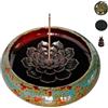 KOPYFANTAP Bruciatore di Incenso Ceramica con Portaincenso di Loto, Blu | Incensiere con Supporto a Forma di Zucca e Coperchio per Bastoncini, Incenso Conico, Yoga, Meditazione, Decorazione Domestica