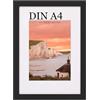 UHOUSEST Cornice A4, Cornice in Legno Nero per Foto, Cornici per Poster 21x29,7 cm con Passepartout, Cornice A4 con Supporto e Plexiglass per Montaggio a Parete Verticale o Orizzontale